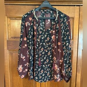 Floral Sheer Blouse - Black and Brown